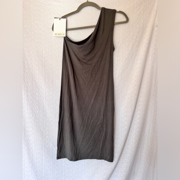 NWT T By Alexander Wang Grey One Shoulder Jersey Stretch Mini Dress Medium - Picture 4 of 6